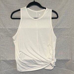 All in Motion White Sleeveless Tank Top Women’s Large | Ruched Side Athletic